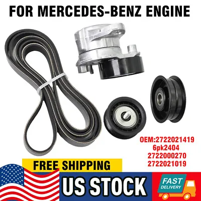 Drive Belt Tensioner & Idler Pulley Serpentine Belt Kit Fit For Mercedes-Benz • $43.94