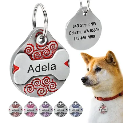 £4.20 • Buy  Personalised  ENGRAVING Dog ID Cat ID Name Bling Tag Puppy Pet ID Tags UK