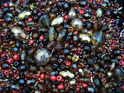 Czech Glass Bead Mix 50g Brown/Maroon DIY Jewelry Jewellery FREE POSTAGE • $5.90