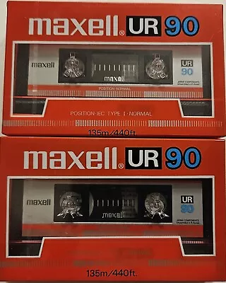 Vintage 2 New Maxell Audio Cassette Tape UR 90 Normal Bias 90 Minutes SEALED • $9.99