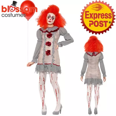 CA1152 Ladies Vintage Clown Pennywise IT Movie Stephen King Halloween Costume • $55.15