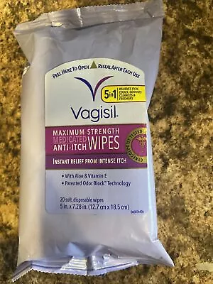 New VagisilWipes Anti-Itch Medicated Feminine Vaginal Wipes Maximum Strength • $11