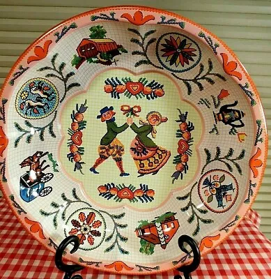 Vintage Daher Bowl Pennsylvania Dutch Couple Barn Hex Signs Covered Bridge 1971 • $12.95