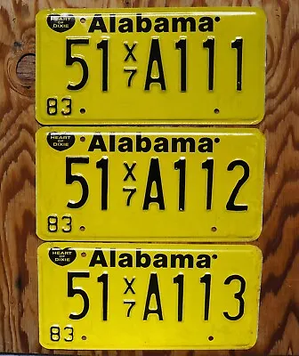 ALABAMA License Plate Plates LOT OF 3 Yellow Tags • $24.99