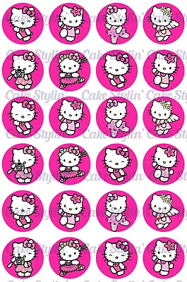 24 X HELLO KITTY Edible Cupcake Toppers Wafer Paper Cake KIDS BIRTHDAY CAKE • $10.95