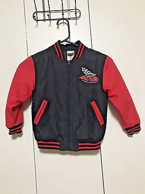 Disney Pixar Cars Jacket Lightning McQueen Varsity Size 4 Red Black Boys Girls • £14.45