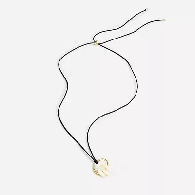 $13.45 • Buy J. Crew Leather Cord Mother Of Pearl Pendant Necklace, New With Tags
