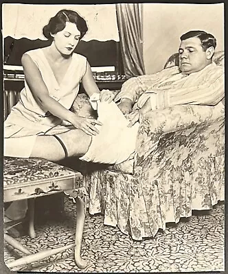 1929 Photo Type 1-Yankees Babe Ruth With Wife Getting Injured Leg Treated • $300
