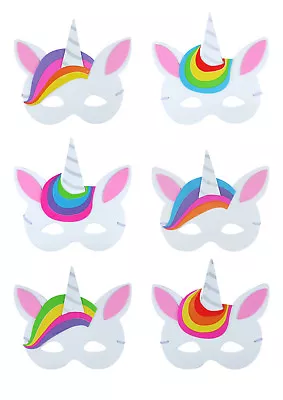 Unicorn Mask Face Soft Foam EVA Kids Girls Fancy Dress Party Bag Filler Toy Lot • £0.99