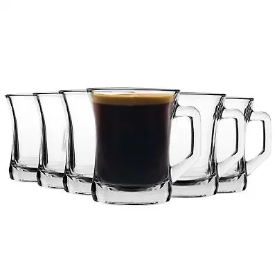 LAV 6x Zen+ Glass Coffee Mugs Modern Heat Resistant Glass Teacups 225ml • £13