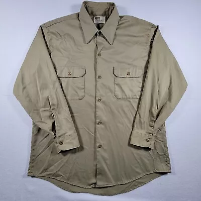 Vintage Montgomery Ward Mens Work Shirt Large Brown Khaki Double Front Pocket  • $19.96