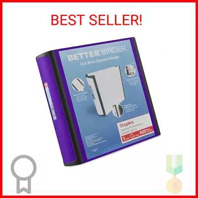 Staples 895621 Better 3-Inch Slant D 3-Ring View Binder Purple (20246) • $20.08