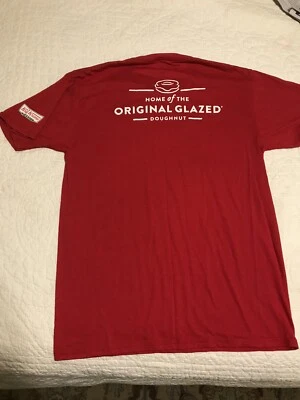 $12 • Buy Krispy Kreme Doughnuts Adult T-Shirt Red Crew Neck Sz Medium Donut