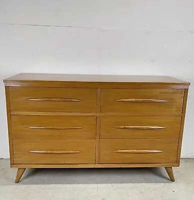Mid-Century Six Drawer Dresser With Pointed Drawer Pulls • $1125