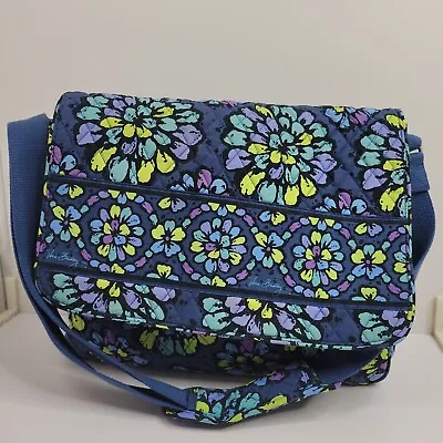 Vera Bradley Indigo Pop Messenger Bag Laptop Adjustable Navy Blue Green Purple • $29.99