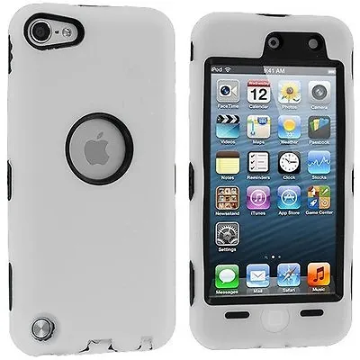 Hybrid Hard Silicone Case For IPod Touch 5th Gen - Black/White • $8.75