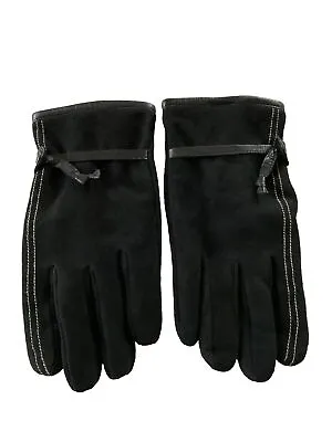 Black Suede Leather Unisex GLOVES Sz Large Lining 100% Lambswool Very Soft Warm. • $12