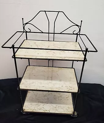 Vintage Mid-Century Pearl-Wick 3 Tier Rolling Cart/Rack • $135.99