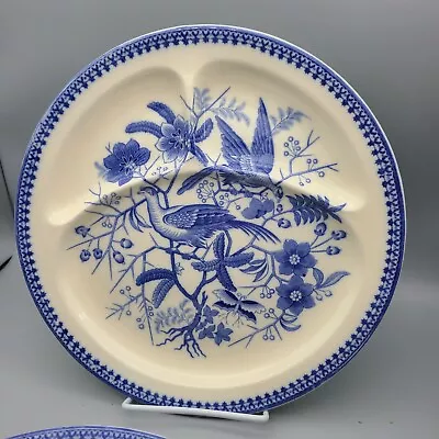 Antique Villeroy & Boch Divided Plate - Blue And White Mettlach Fasan 10.75  • $35