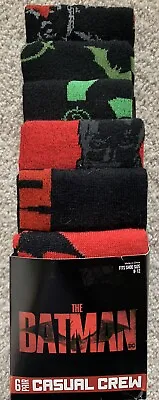 New! 6 Pair BATMAN Casual Crew Socks Size 8-12 • $7.99