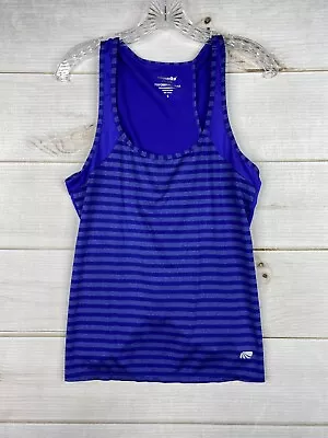 Marika Tank Top Womens S Blue Striped Split Back Activewear Shirt Dry Wik  • $17.14