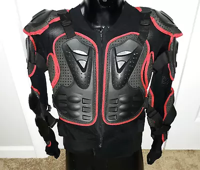 Motocross Racing Body Armor Sz L Zip Jacket Chest Back Arms Protective Gear • $44.99