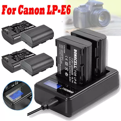 1-4X LP-E6N Battery + Dual Charger For Canon EOS LP E6N 60D 70D 80D 5D MK II AU • $76.99