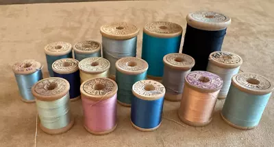 Belding Corticelli Vintage Lot 16 Silk & Cotton Spool Sewing Thread Color Wooden • $38.50