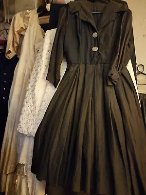 Vintage Black Silk Dress • $110