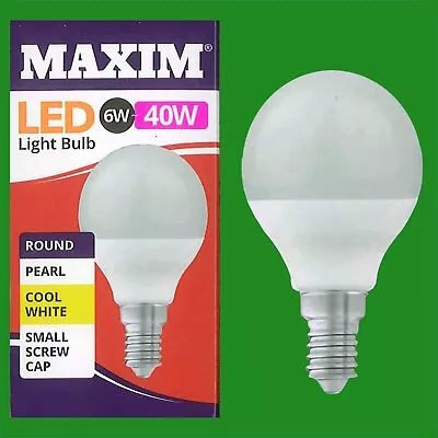 4x 6W G45 Golf Ball LED Light Bulb Round E14 SES 4000K Cool White Lamp • £9.49