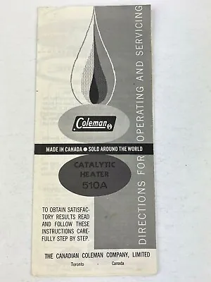 Canadian Coleman Company Catalytic Heater 510A Instructions English French Vtg • $24.99