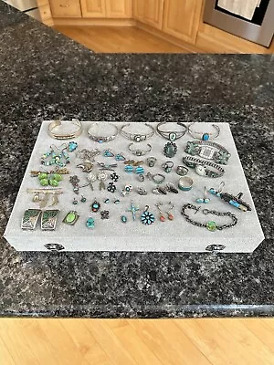 Lot Of Sterling Silver Native American Southwest Turquoise Jewelry - 44 Pieces • £481.60