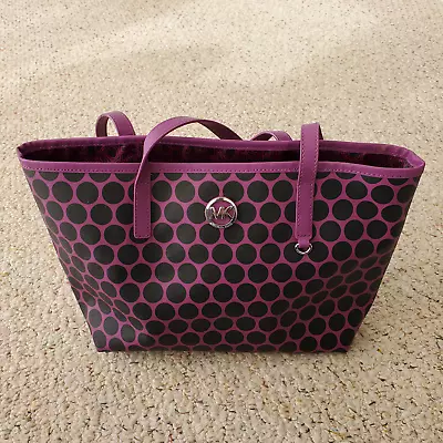 Michael Kors Kiki Small Polka Dot Print Tote 30F3SKIT1R Pomegranate & Black • $49.80