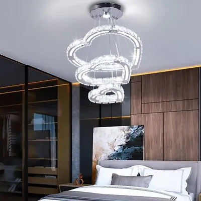 $92.98 • Buy Crystal Chandeliers LED Contemporary Hanging Lamp Bedroom Ceiling Light Fixtures