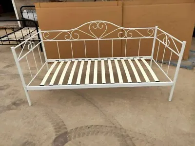 3ft Single Metal Day Bed Frame Sofabed Guest Bed Wooden Slated • £129.99