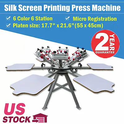 6 Color 6 Station Silk Screen Printing Press Machine With Micro Registration • $1798.22