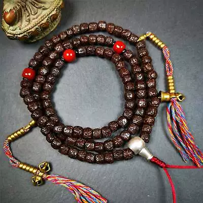 Gandhanra Antique Tibetan 108 Rudraksha MalaPrayer Beads NecklaceRosary Beads • $129.99