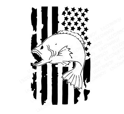 Distressed Fishing Hunting USA Flag Hood Sticker Decal - SF3 • $18.99