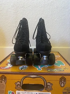 Moxi Lolly Black Suede Roller Skate Size 4 Fits Women's US Size 6.  • $400