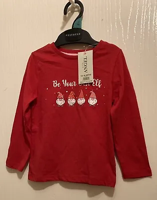 Bnwt Baby Girl Very Cute Red Xmas Long Sleeve T-shirt / Top Size 12-18  Months • £2.99