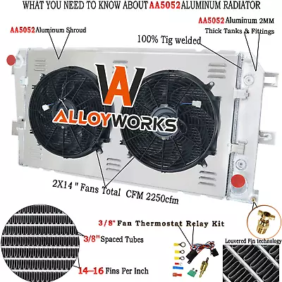 3Row Radiator Shroud Fan For Chevy Silverado/GMC Sierra 2500HD 3500 6.6L 2001-05 • $259