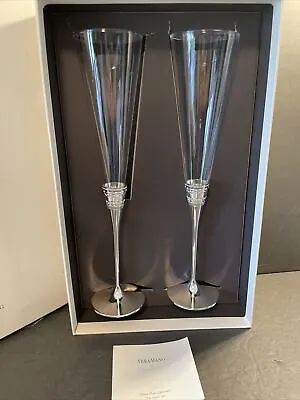 VERA WANG Wedgwood CRYSTAL &SILVERPLATE  STEMWARE FLUTE/GLASS  With Love  NIB • $49.99