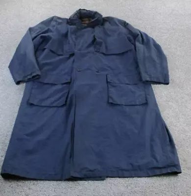 VINTAGE Calvin Klein Trench Coat Mens Duster Blue Fishtail Lined 90s City Class • $49.99