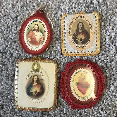 Vintage Cloth Scapulars Apostleship Of Prayer Sacred Heart Of Jesus 1959 Medals • $19.60