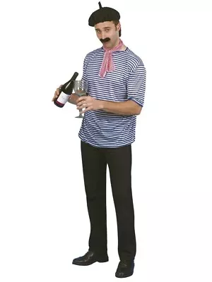French Man Costume Kit Romance Set Striped Shirt Beret Scarf Mustache Halloween • $31.11