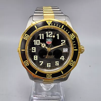 Tag Heuer Professional Watch Men Two Tone Black Dial Date 37mm Round New Batt • $524.99