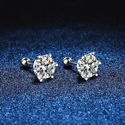 EWYA 0.5-2Ct Moissanite Fine Stud Earrings 925 Sterling Silver Earrings • $29.78