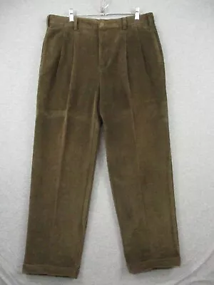 Brooks Brothers Corduroy Pants 36x30 Brown Men Pleated Cuffed Pockets • $29.86