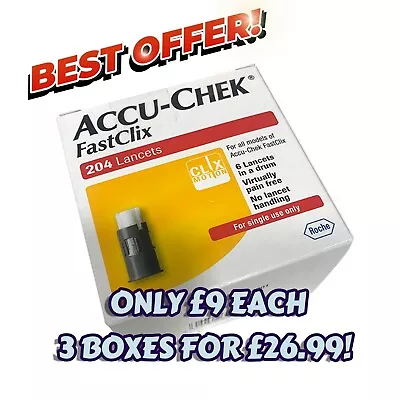 Accu-Chek FastClix Lancet - 3 Boxes Of 204 Lancets FAST & FREE DELIVERY! • £26.99