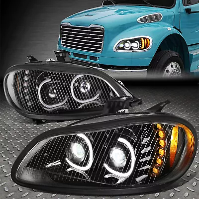 [led Drl+signal]for 03-19 Freightliner M2 106 112 Projector Headlight Lamp Black • $429.99